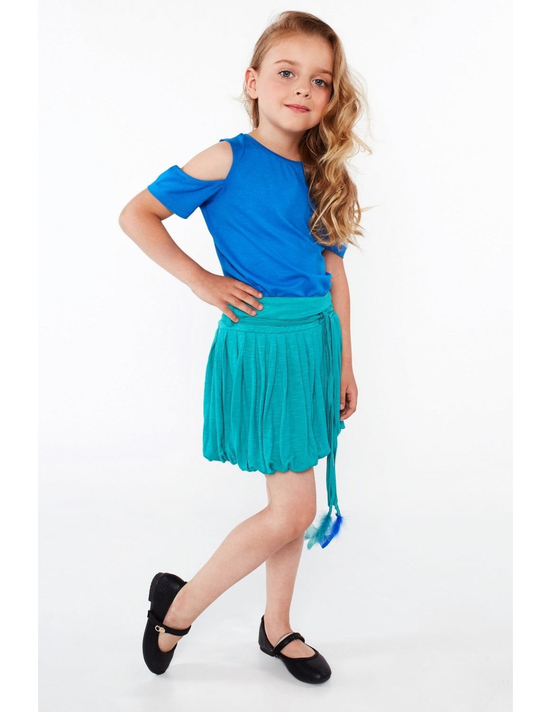 Girls\' skirt with feathers, mint NDZ5446 - Online store - Boutique